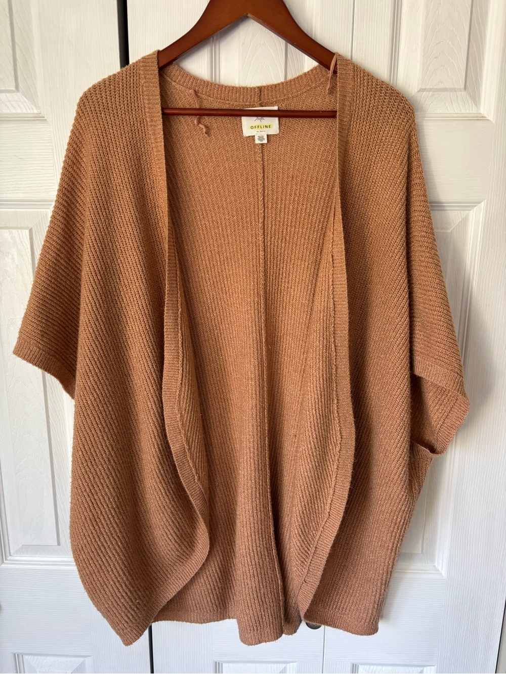 Aerie Soft Brown Short Sleeve Knit Shawl Cardigan Coverup